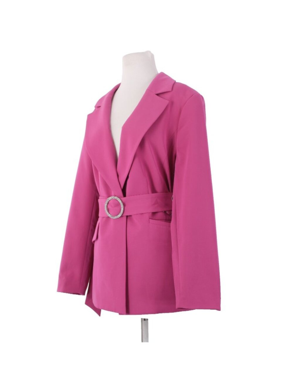 Eloquil Jacket Sz 14 Pink Rhinestones Belted Collared Pockets Poly Rayon - Picture 4 of 13